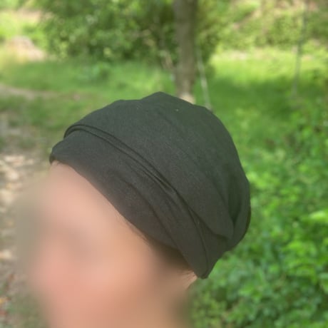 日本製organic linen / ribbon  turban / black