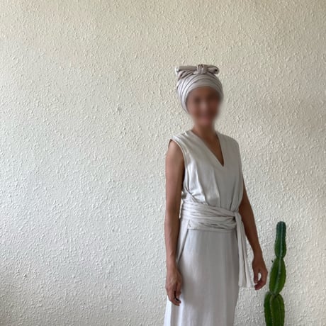 Silk linen mix / super long ribbon turban