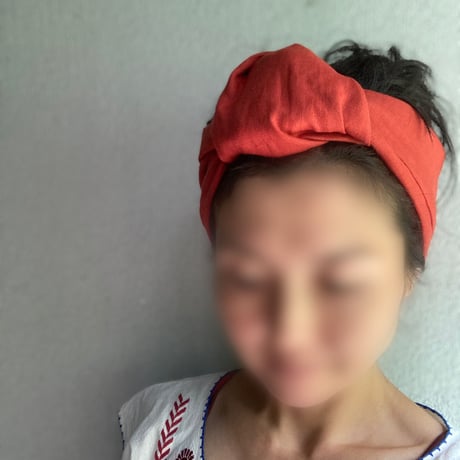 日本製　organic linen / wire turban / terracotta