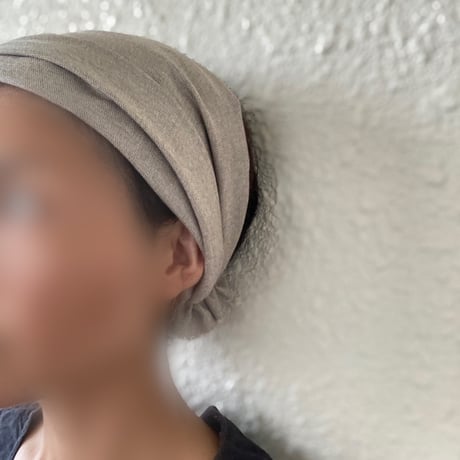 日本製　cotton linen 尾州織物 / 3way くしゅくしゅturban / モカベージュ