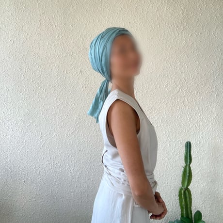 Organic linen / super long ribbon turban