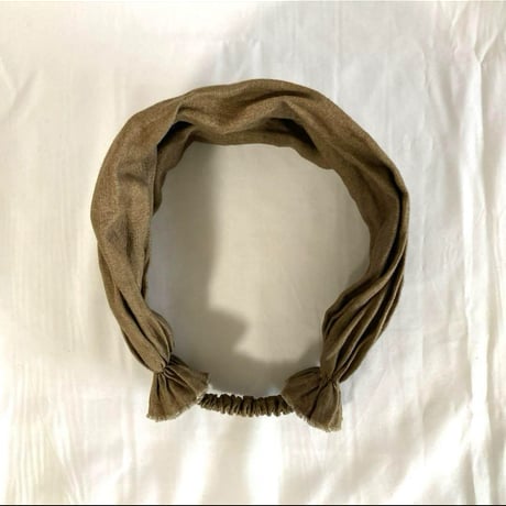 完売　日本製　organic linen / 3wayくしゅくしゅターバン　/ khaki brown