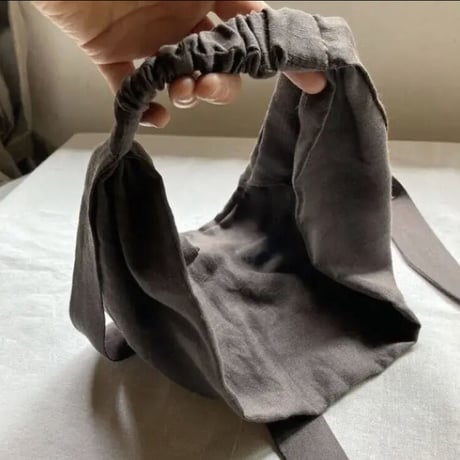 日本製cotton linen / ribbon turban / 柿渋　スミクロ