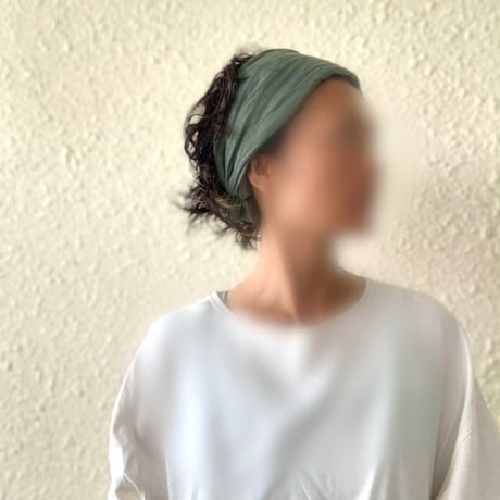 【完売】日本製　organic linen / 3way  くしゅくしゅturban / 抹茶色