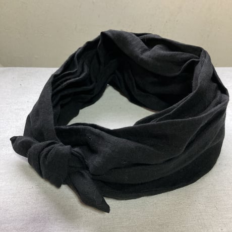 LONG ribbon turban / 日本製 organic linen / BLACK
