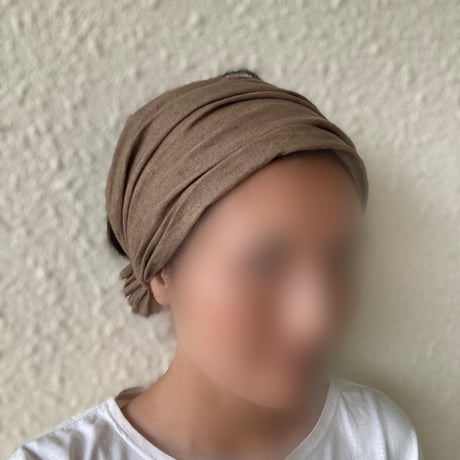 完売　日本製　organic linen / 3wayくしゅくしゅターバン　/ khaki brown