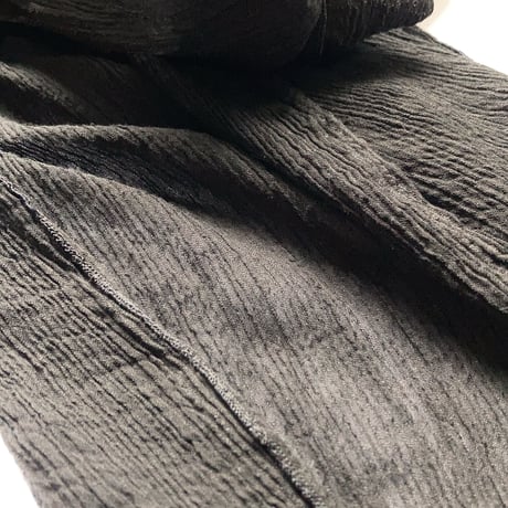 【完売】希少生地　arrange long ribbon turban / 釜染め　手染め　漆黒