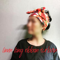 linen / long ribbon  turban