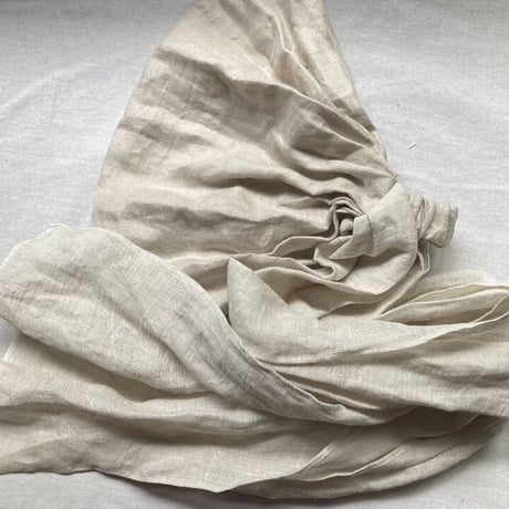京都産 organic w linen / long ribbon turban