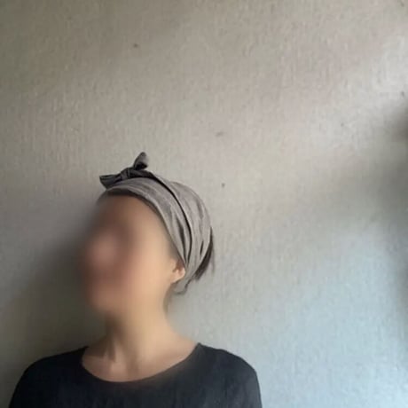 日本製organic linen / ribbon turban / asphalt gray