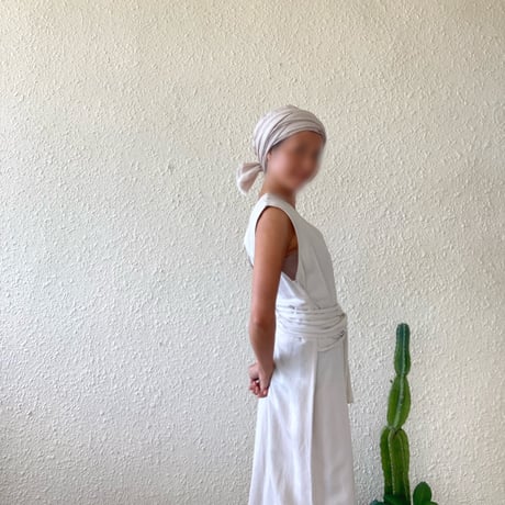 Silk linen mix / super long ribbon turban