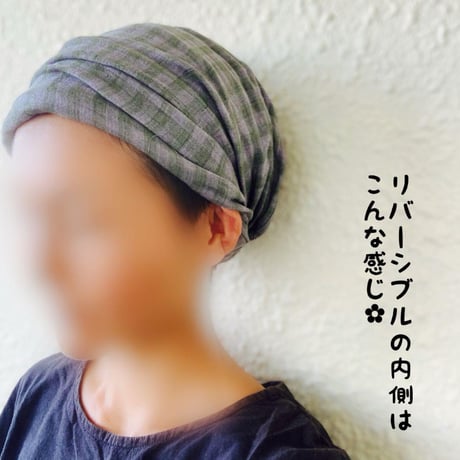 完売　尾州リネン type B　/ reversible turban / smoke gray