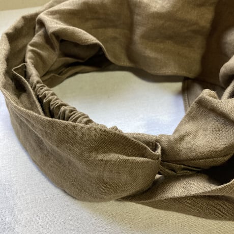 日本製organic linen / long ribbon turban / pecan nuts