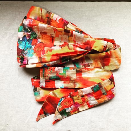 linen / long ribbon  turban