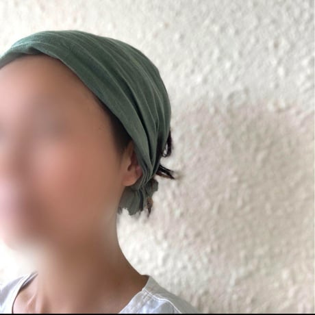 【完売】日本製　organic linen / 3way  くしゅくしゅturban / 抹茶色