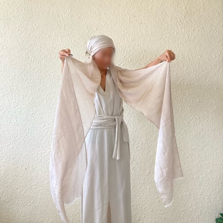 Silk linen mix / super long ribbon turban