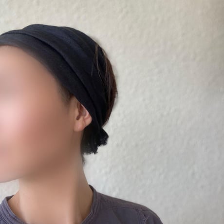 日本製　organic linen /  3way  くしゅくしゅターバン / asphalt　gray