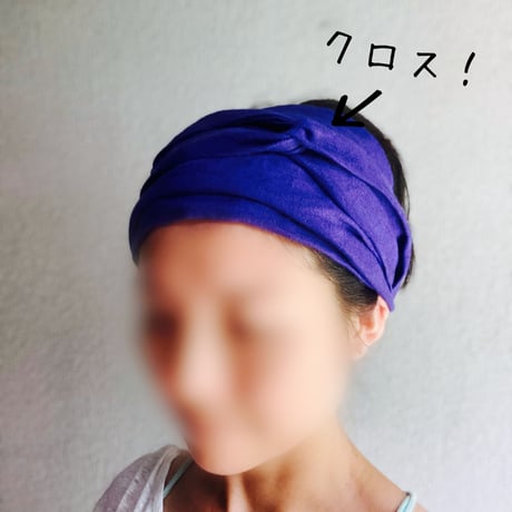 日本製 organic linen / ribbon turban / royal blue