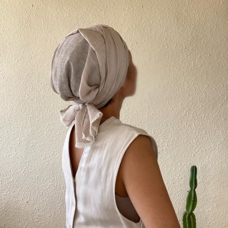 Silk linen mix / super long ribbon turban
