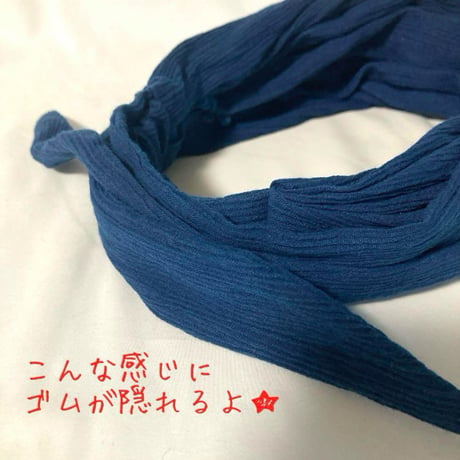 藍染　尾州楊柳コットン / long ribbon turban