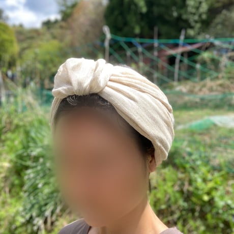 ラスト1枚！　日本製organic linen gaze / long ribbon turban