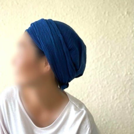 藍染　尾州楊柳コットン / long ribbon turban