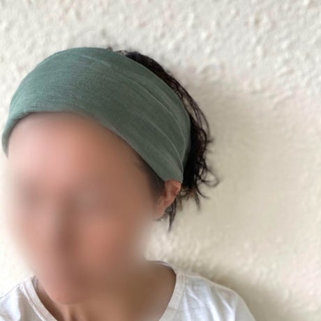 【完売】日本製　organic linen / 3way  くしゅくしゅturban / 抹茶色