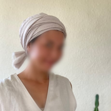 Silk linen mix / super long ribbon turban