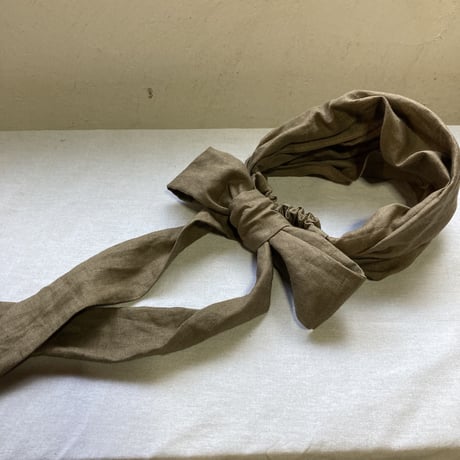 日本製organic linen / long ribbon turban / pecan nuts