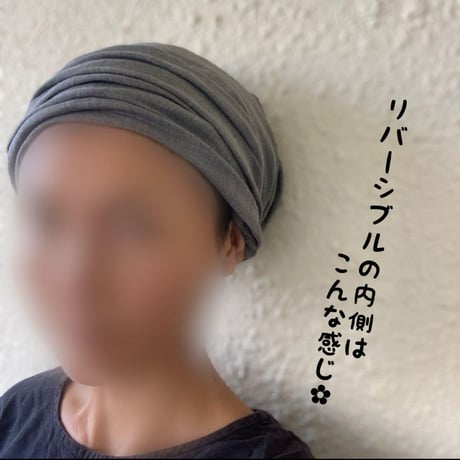 尾州リネン　type A / reversible turban / smoke gray
