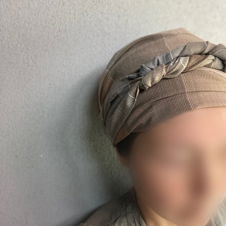 LONG ribbon turban / 尾州織物　枡見本生地