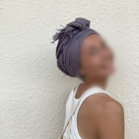 organic linen Gaze/ arrange long ribbon turban