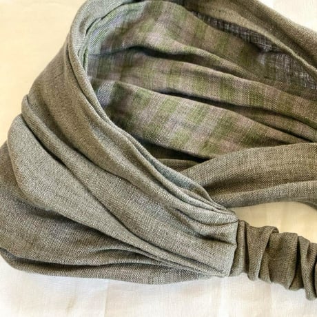 完売　尾州リネン type B　/ reversible turban / smoke gray