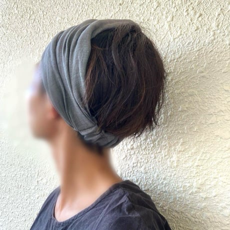 完売　尾州リネン type B　/ reversible turban / smoke gray