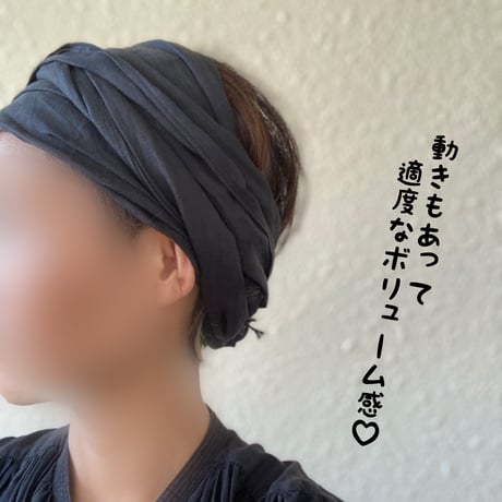 【完売】日本製　苧麻 / arrange long ribbon turban with fringe / BLACK