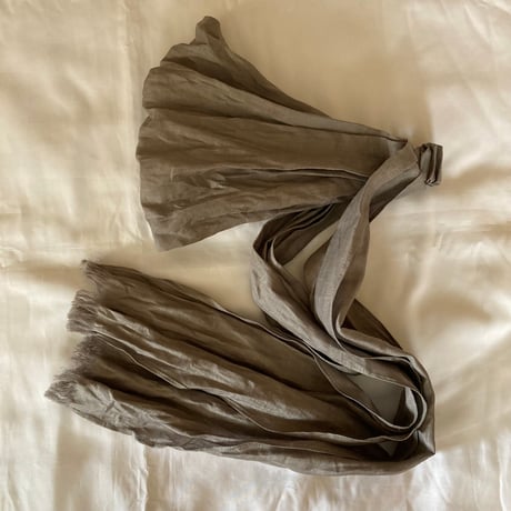 organic linen / arrange ribbon turban / silver gray