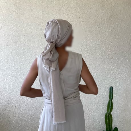 Silk linen mix / super long ribbon turban