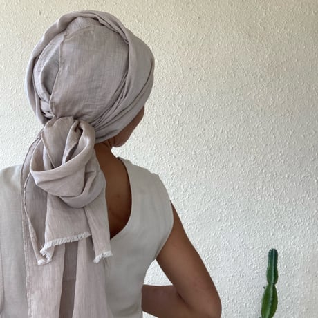 Silk linen mix / super long ribbon turban
