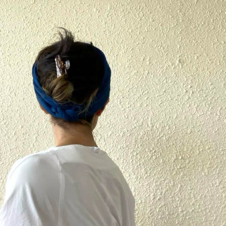 藍染　尾州楊柳コットン / long ribbon turban