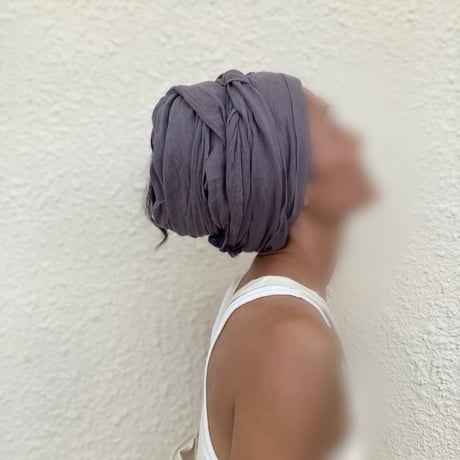 organic linen Gaze/ arrange long ribbon turban