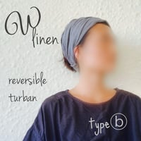 尾州リネン type B　/ reversible turban / smoke gray