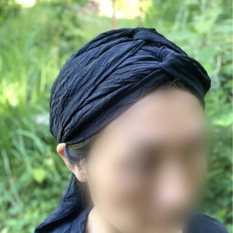 double cross /  long ribbon turban