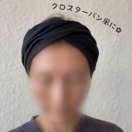 日本製　organic linen /  3way  くしゅくしゅターバン / asphalt　gray