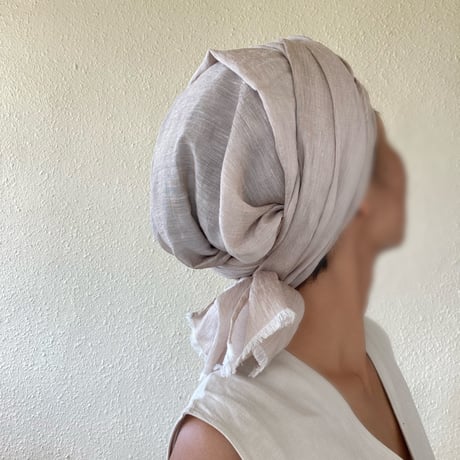 Silk linen mix / super long ribbon turban