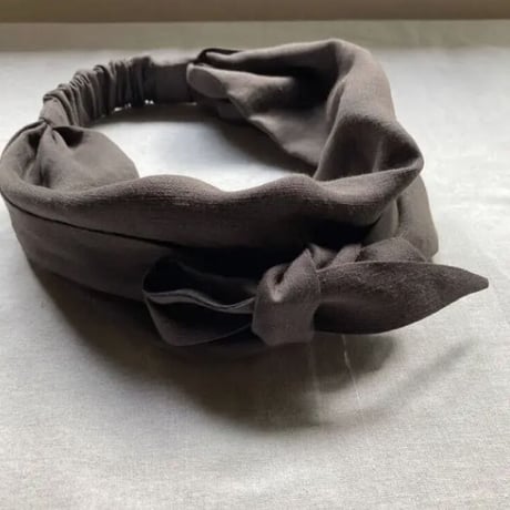 日本製cotton linen / ribbon turban / 柿渋　スミクロ