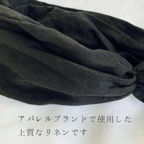 日本製　organic linen /  3way  くしゅくしゅターバン / asphalt　gray