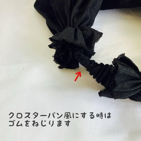 日本製　organic linen /  3way  くしゅくしゅターバン / asphalt　gray