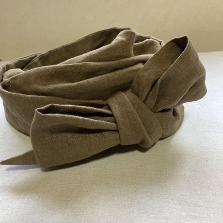 日本製organic linen / long ribbon turban / pecan nuts