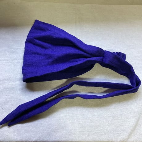 日本製 organic linen / ribbon turban / royal blue