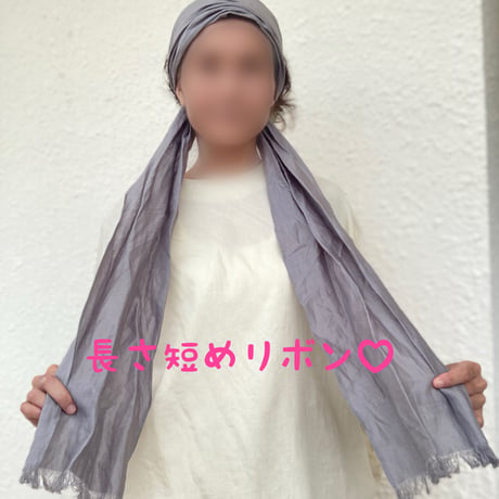 organic linen / arrange ribbon turban / silver gray